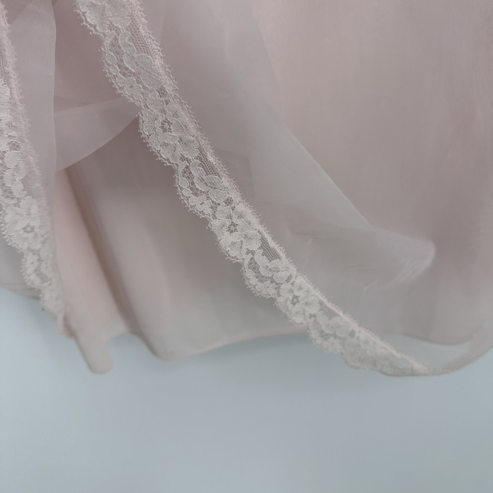 Vintage Vanity Fair Pink Satin Bow Double Nylon Nightgown Womens Size‎ M Lace - Picture 6 of 12